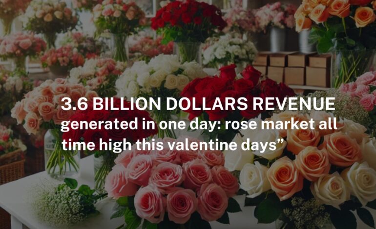 “3.6 billion dollars revenue generated in one day: rose market all time high this valentine days”