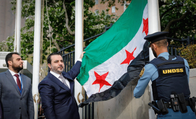 Syria’s New Flag Raised at United Nations During Key Visit