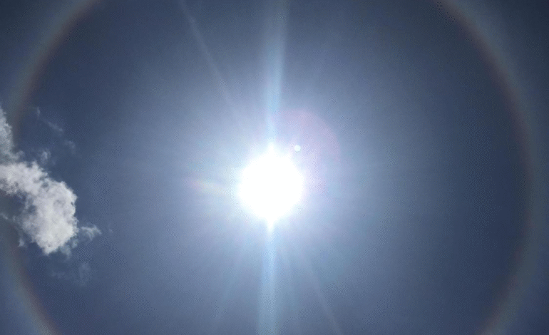 Rare 22-Degree Halo Appears Around the Sun in Sharjah
