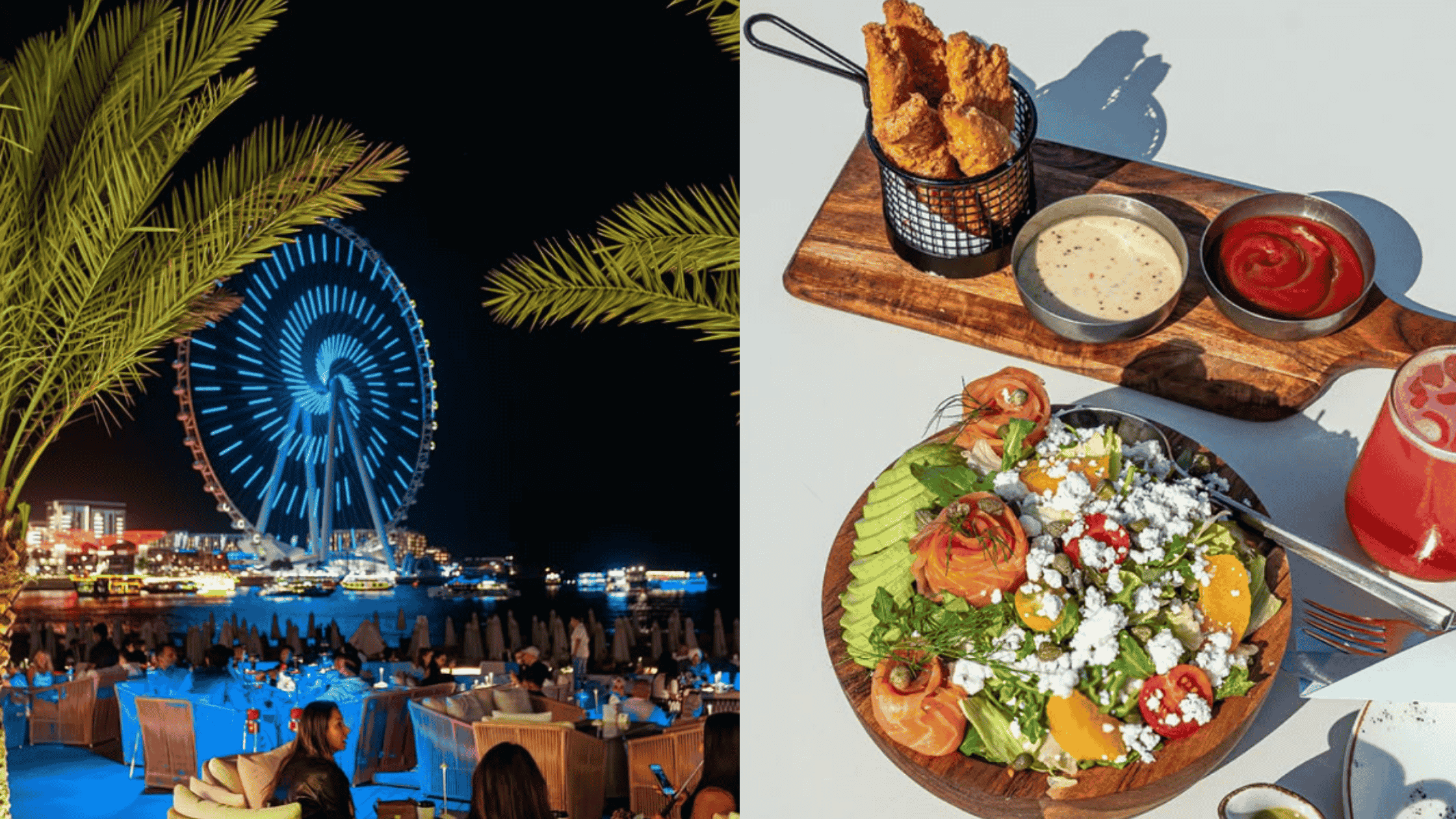 Relax under the stars at Yula Lounge with unbeatable views of Ain Dubai and a fusion menu made for sharing.