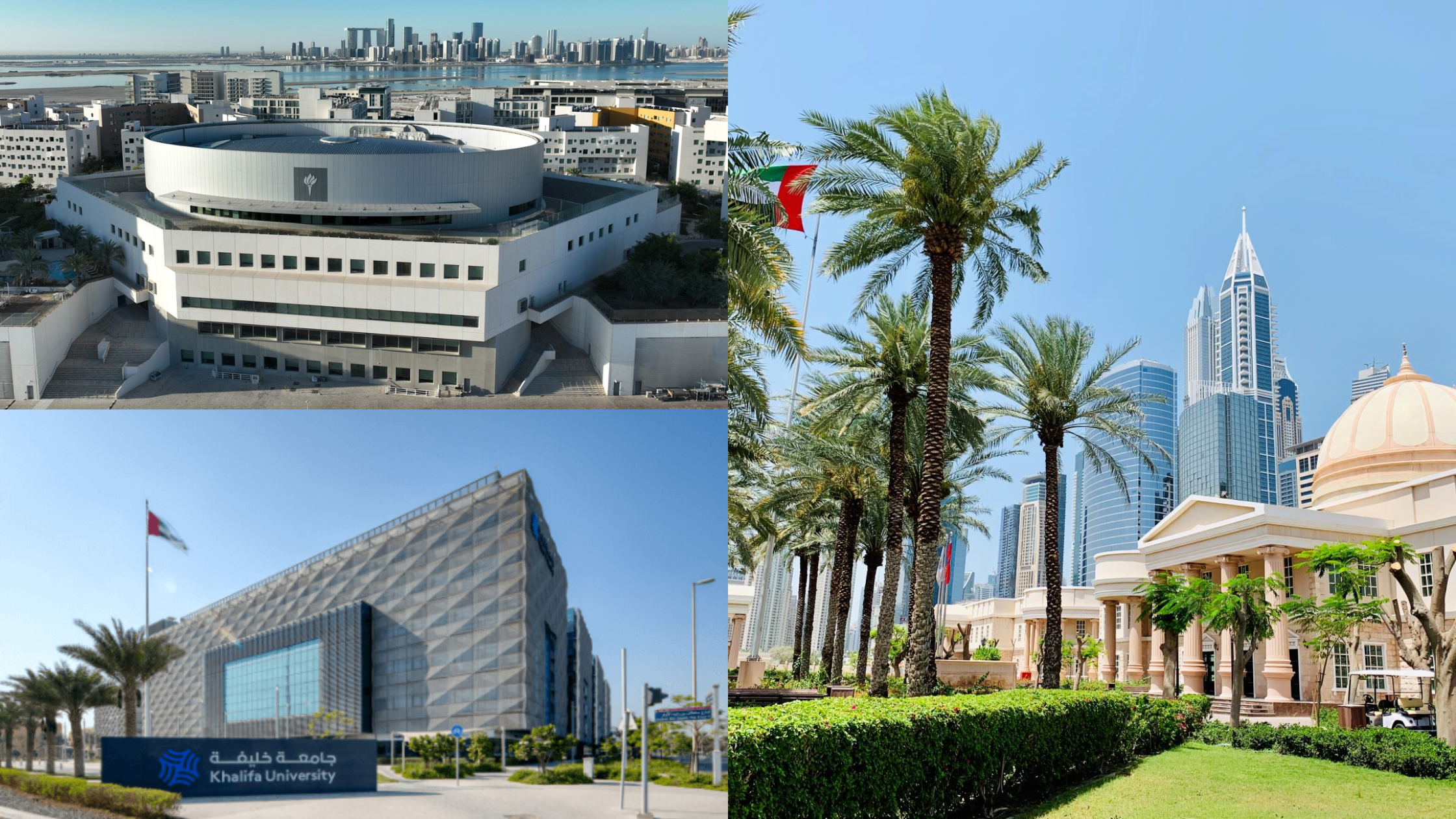 Image source: Official accounts of @NYU Abu Dhabi, @Khalifa University, @American University